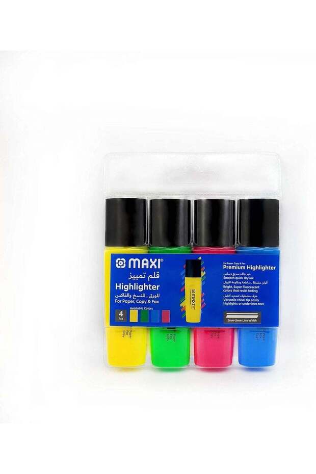 Maxi SUPER-FLUORESCENT HIGHLIGHTER WALLET OF 4, 50/4