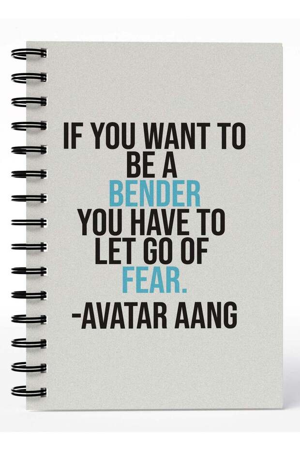 Wirebound Spiral Notebook Avatar Aang Airbender Quote Lined Writing Journal