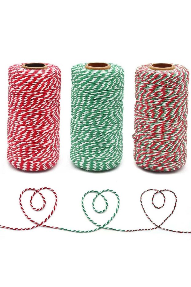 3 Rolls 2 mm Cotton Rope Cord String for Gift Wrapping Arts Crafts Party Decorations