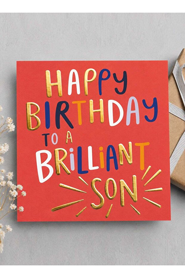 Happy Birthday Son Greeting Card, Special Celebration Message from Family, 15 x 15 cm