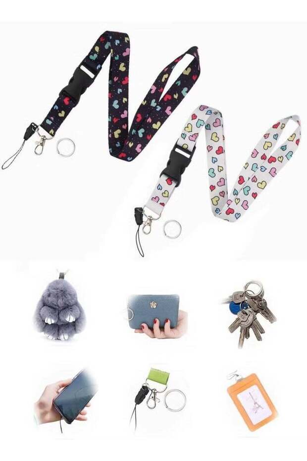 2 Pcs Neck Lanyard Cartoon Mobile Phone Rope for Keys Wallet ID Card Holder with Quick Release Buck