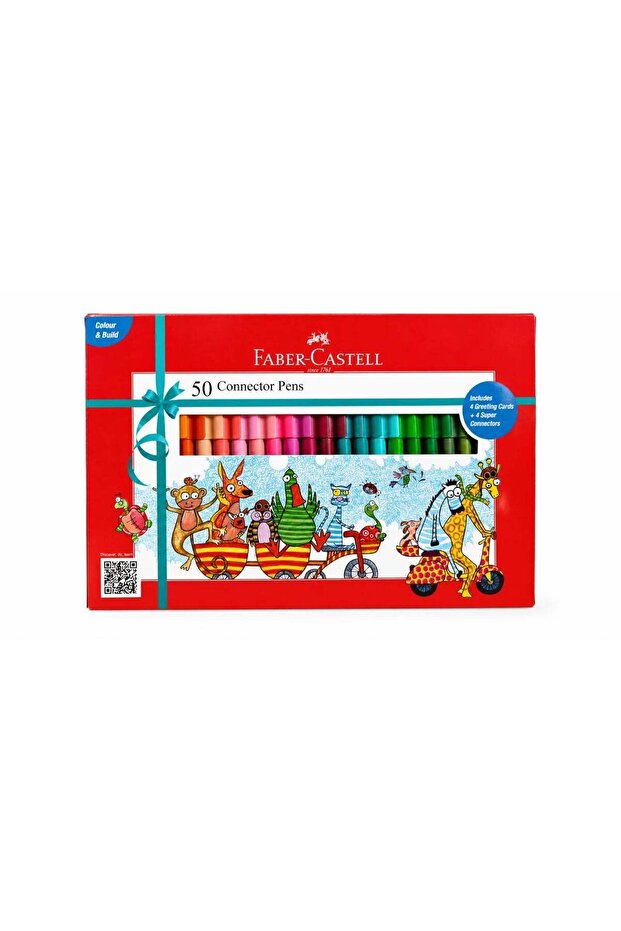 Faber-Castell Connector Pen Set – Pack of 50 | Bright, Washable Colours with Smooth Ink Flow | Snap
