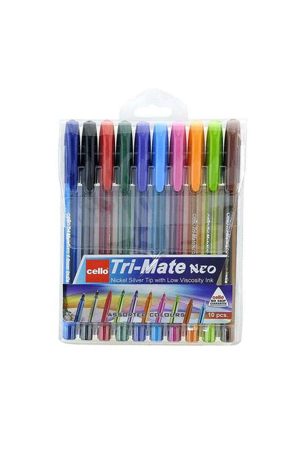 CELLO TRIMATE NEO BALL PEN 1.0MM POLYBAG OF 10PC ASSORTED