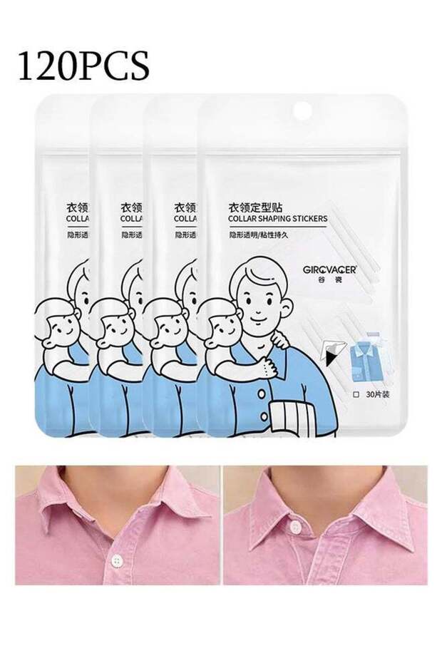120PCS Collar stay Double Sided Tape for Clothes Body Strength Tape,Collar Stays for Polo Shirts,N