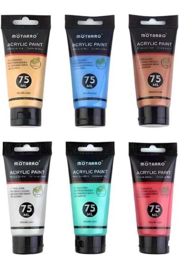 6 Pieces 75ml Acrylic Paint Set with 6 Vibrant Colors for Art & DIY Projects