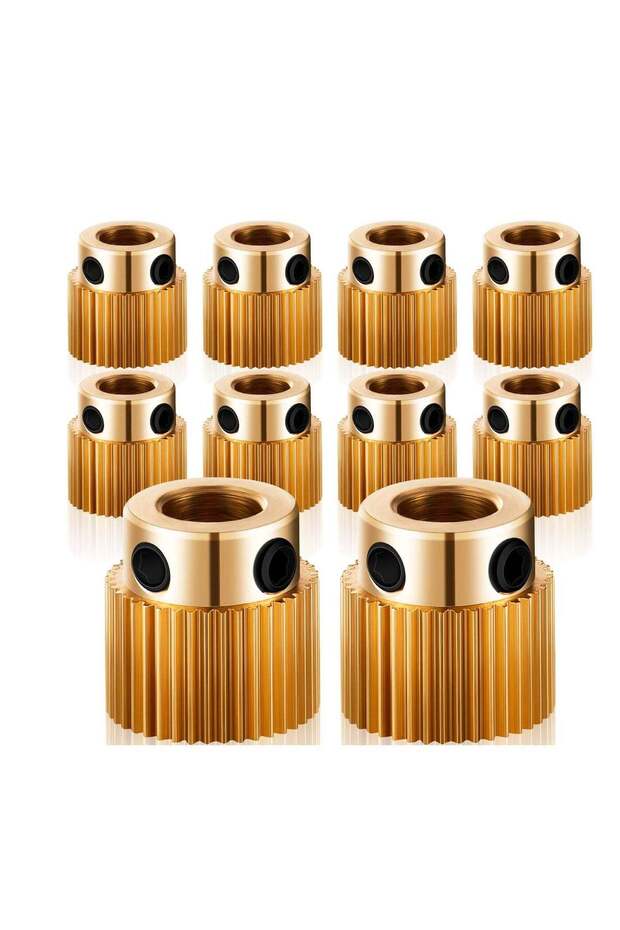 3D Printer Extruder Drive Gear, 40 Teeth Brass Wheel, 10-Pack, Compatible with Ender 3, CR-10 Serie
