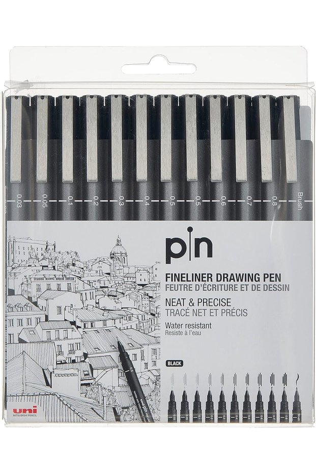 uni-ball UNI PIN Black Fineliner Drawing Pen Set - Pack of 12