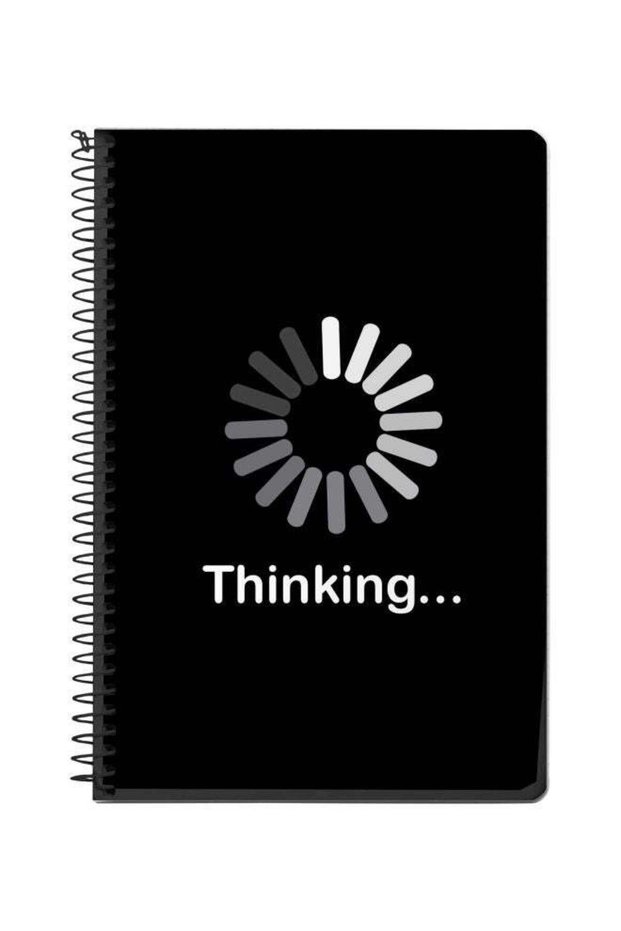 A5 Thinking Printed Spiral Bound Notebook Black/White/Grey