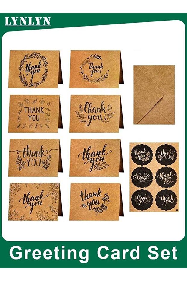 24 Pack Blank Thank You Cards with Envelopes & Stickers, Elegant Greeting Card Set for Weddings, Ba