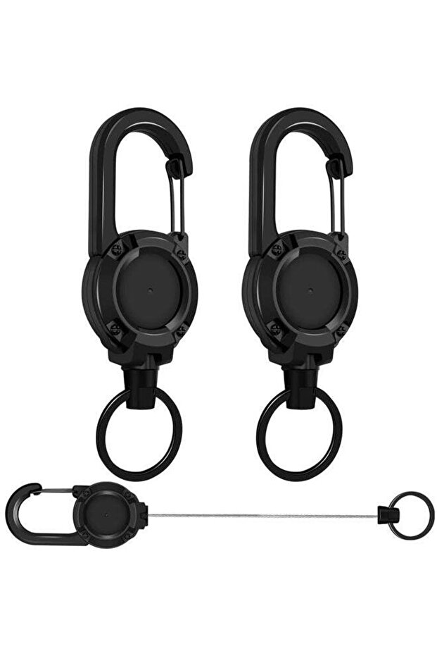 2 Piece Heavy Duty Carabiner Badge Holder Retractable Badge Reel Key Ring Key Holder with 24" Steel