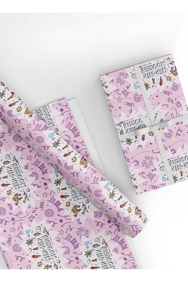 Hip Hip Hooray Wrapping Paper Pack – 4 Pink Sheets (50 x 70 cm Each), Fun & Festive Gift Wrap for B