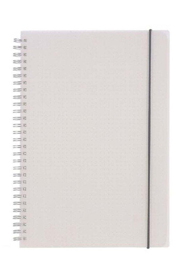 B5 Coil Dotted Spiral Notebook With Elastic Band White