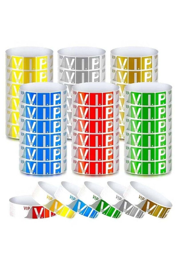 VIP Paper Wristbands for Events, 600 Pack Neon Colored Wrist Bands Waterproof Hand Bands, Lightweig