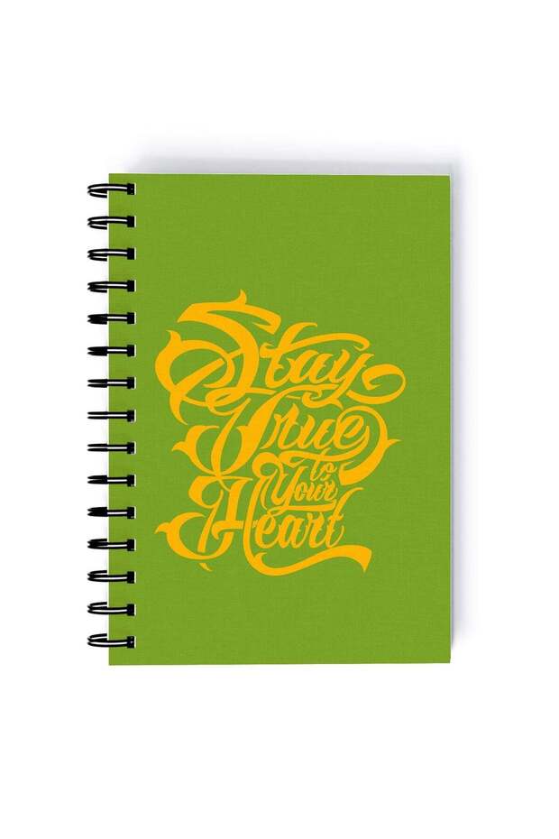Spiral A5 Notebook Typography Motivation and Inspirational Quote Stay True Quote Green Aesthetic