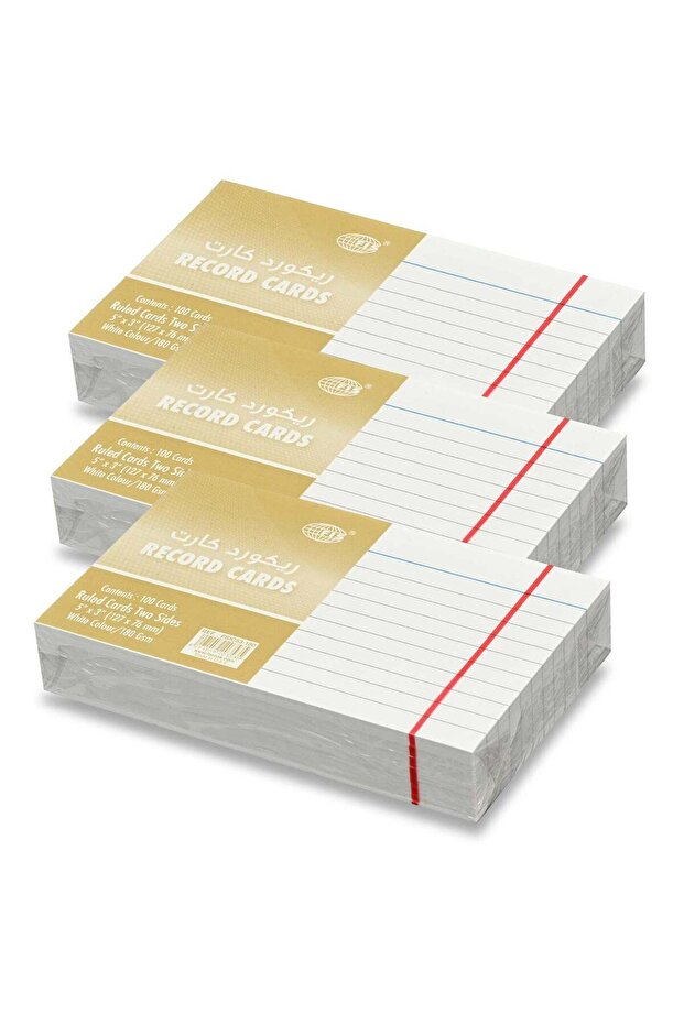 FIS® Ruled Record Cards or Index Cards, Size:5"x3" Inches (127x76mm), Two Sides Single Ruled, 180gs