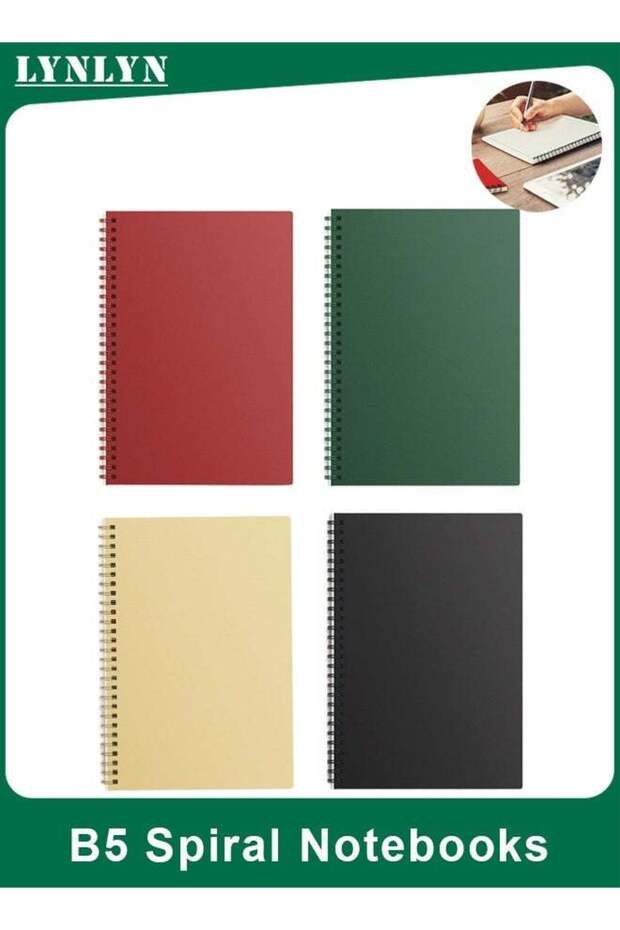 4 Pack B5 Spiral Notebooks, Thick Plastic Hardcover, Multi-Color Journals for Study, Travel, Office