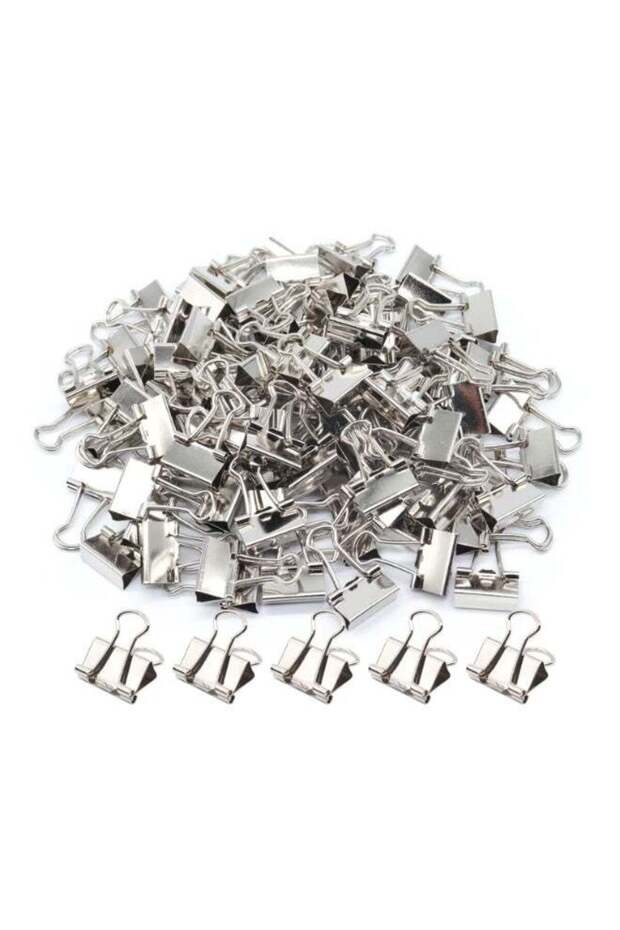 Silver Mini Binder Clips, 15mm (5/8 inch), 100 Pack - Small Paper Clamps for Office & School