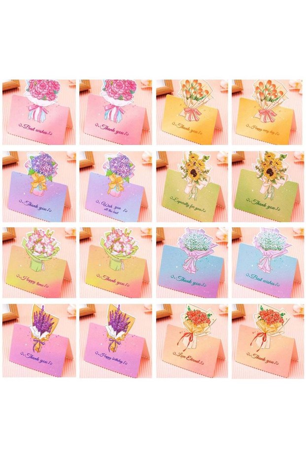 Bulk Foldable Flower Greeting Cards,Color Romantic Flower Blank Cards Note Card, Wedding Card Flowe