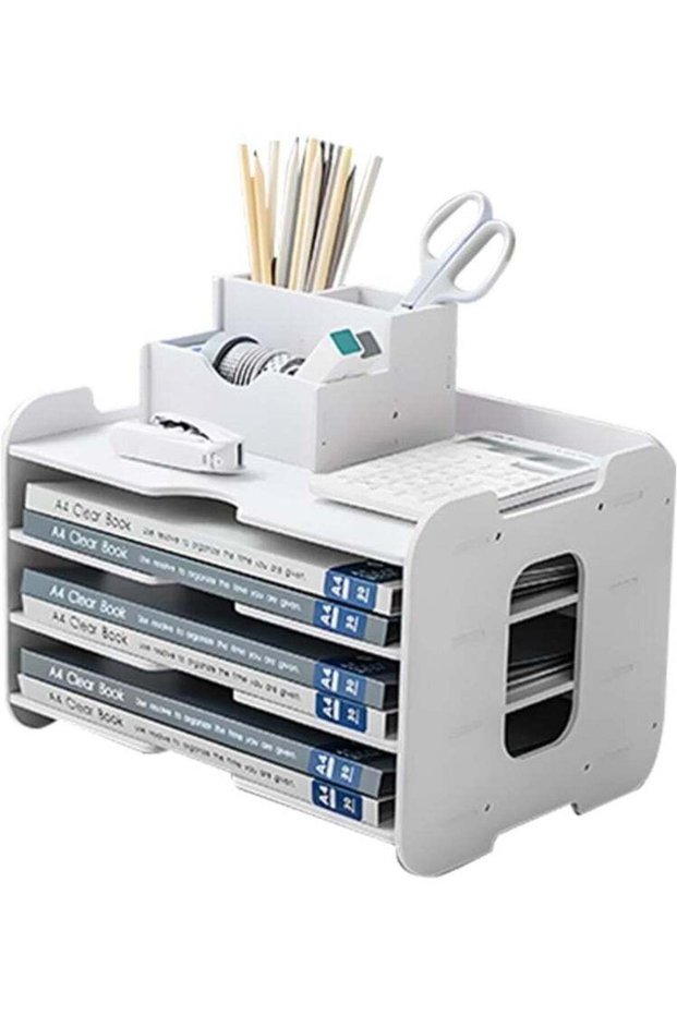 MostNow 4-Tier Desk Organizer,Desk Letter Tray Set, Stackable Desk Organizer for Books, Magazines,