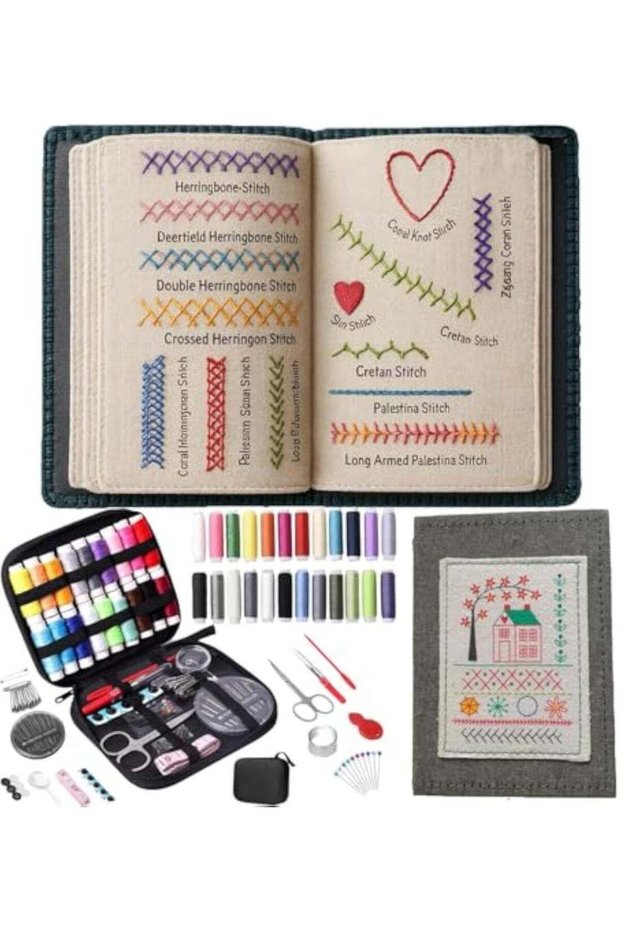 2026 Upgraded Embroidery Stitch Book Kit, 106 Patterns with Tools & Tutorials, 86 PCS Beginner Embr