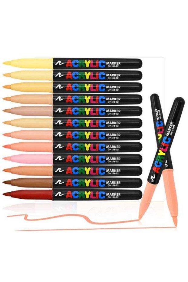 Skin Tones Art Markers Set of 12 Colors - Brush Tip Paint Pens for Illustration, Sketching, and Dra