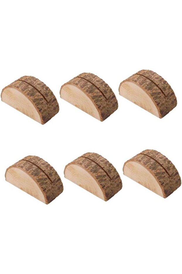 10Pcs Wooden Memo Holders – Retro Stump Shape Semi-Circular Table Sign Stand, Rustic Photo Place Ca
