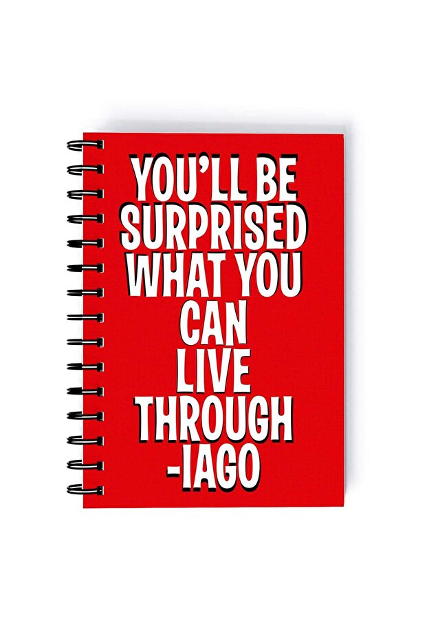 Iago Quote Printed Spiral A5 Notebook Red/White
