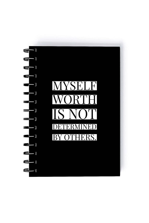 Spiral A5 Notebook Women Empowerment Feminism Quote Myself Worth Black Aesthetics
