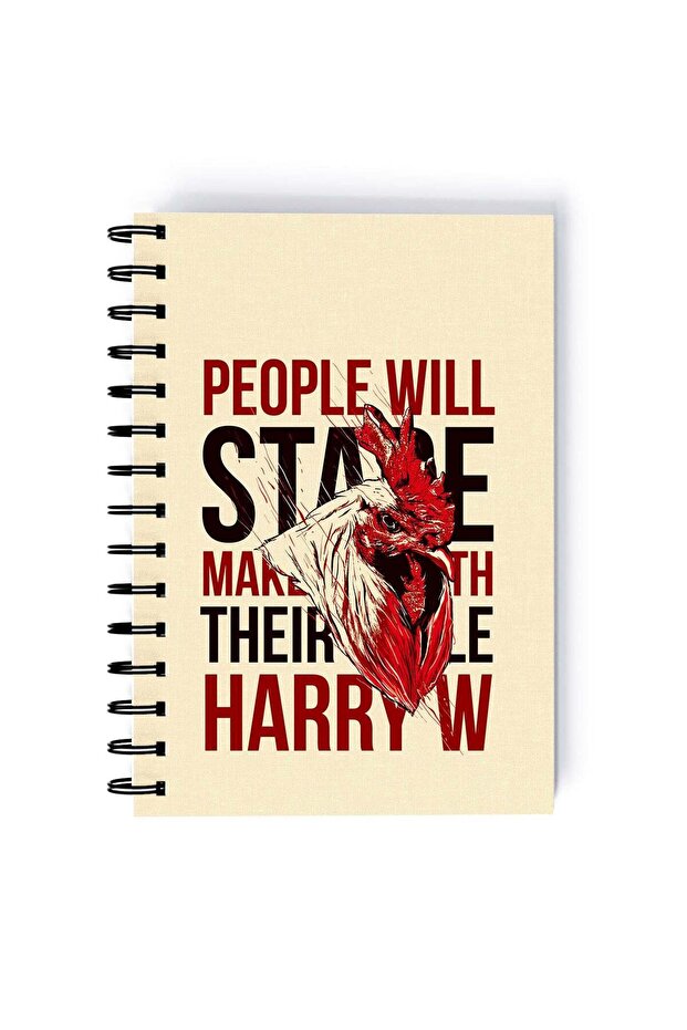 Red Rooster Design Rectangle Spiral A5 Notebook Multicolour