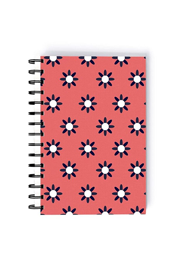 Spiral A5 Notebook Pattern Motifs Daisy Pink