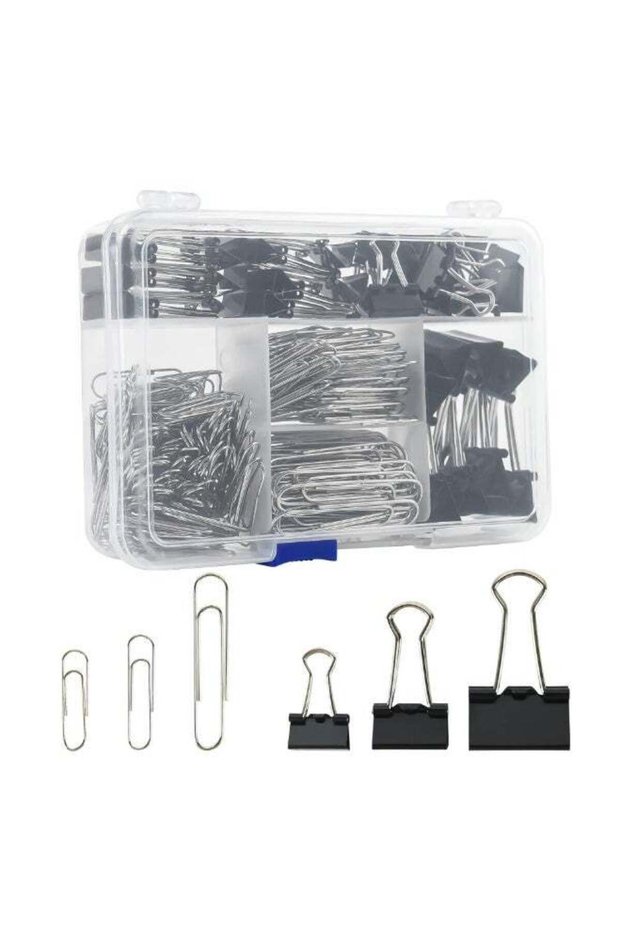 340-Piece Assorted Binder Clips & Paper Clips Set – Jumbo Paperclip Kit with Container, 6 Sizes for