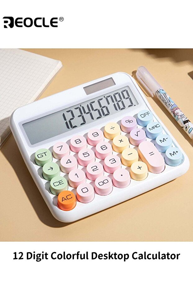 12 Bit Large Display Desktop Calculator with Oversized Screen and Big Button Design Office Computer