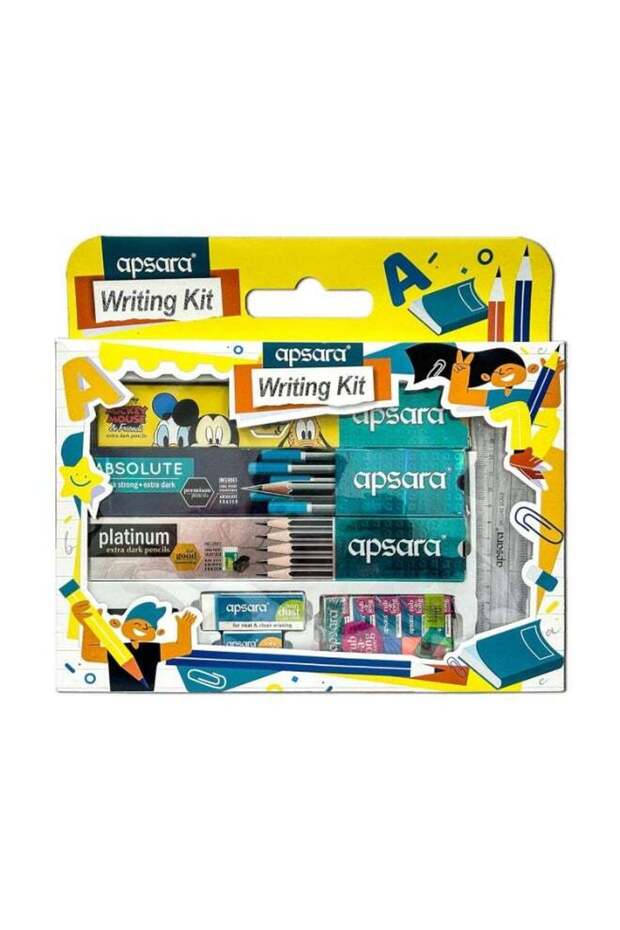 Apsara 250 Writing Kit with Mickey Mouse Pencils, Sharpeners, Erasers & Scale