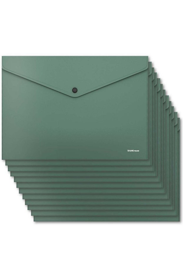 12-Piece Opaque A4 Document Bag With Button Closure Green