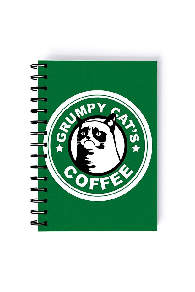 Spiral A5 Notebook Logo Grumpy Cat Green Starbucks