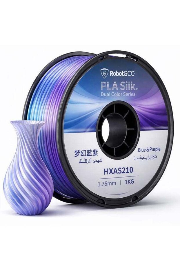 RobotGCC PLA Silk Dual Color Blue & Purple 3D Printer Filament, 1.75mm 1KG, Galaxy Blue-Purple Colo