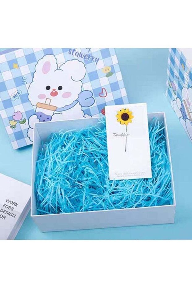 100g Raffia Paper Shreds, Aqua Blue Gift Box Filler, Crinkle Cut Paper Shreds for Gift Packaging, B