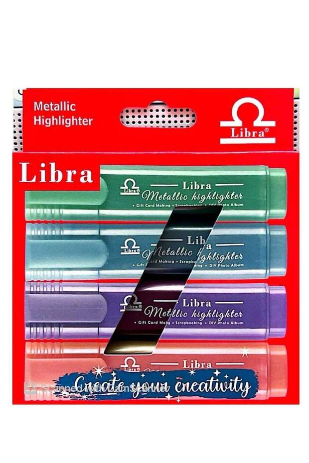4-Pieces Metallic Highlighter Set Multicolour