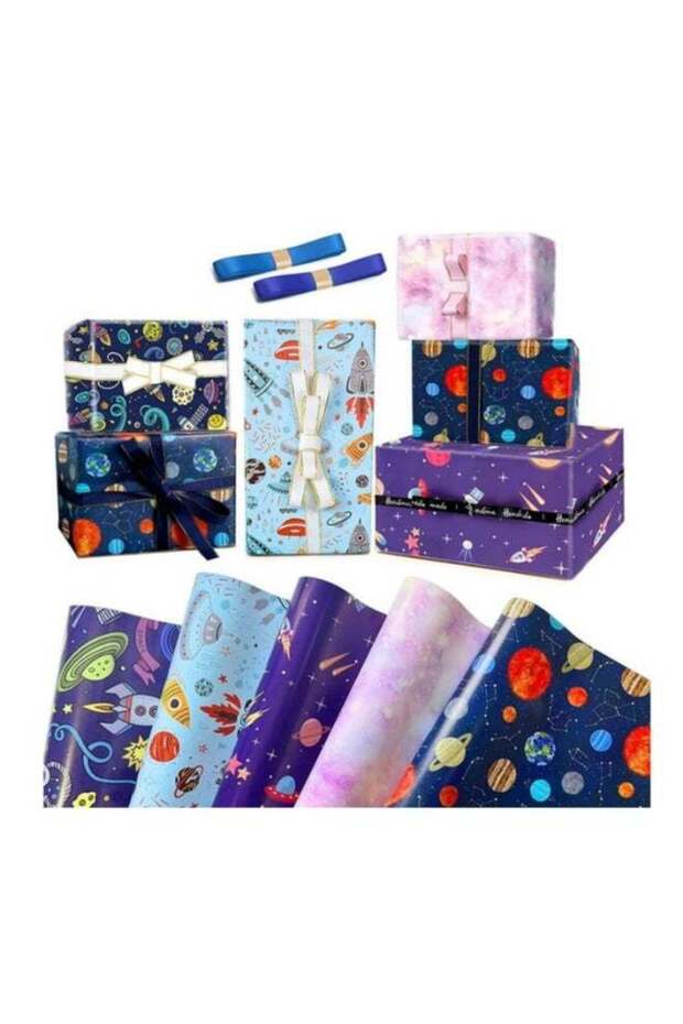 5PCs 70x50cm Personality Universe Planet Space Pattern Gift Wrapping Paper For Children Birthday De