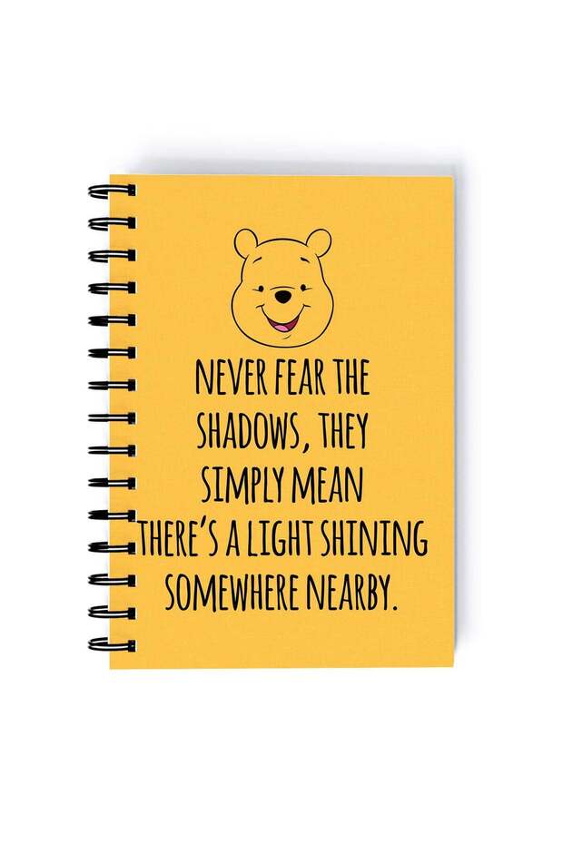 Spiral A5 Notebook Pooh Nap Quote Printed Mousepad Yellow/Red/White Aesthetics