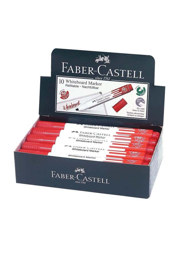 10-Piece Chisel Tip White Board Marker Red Ink