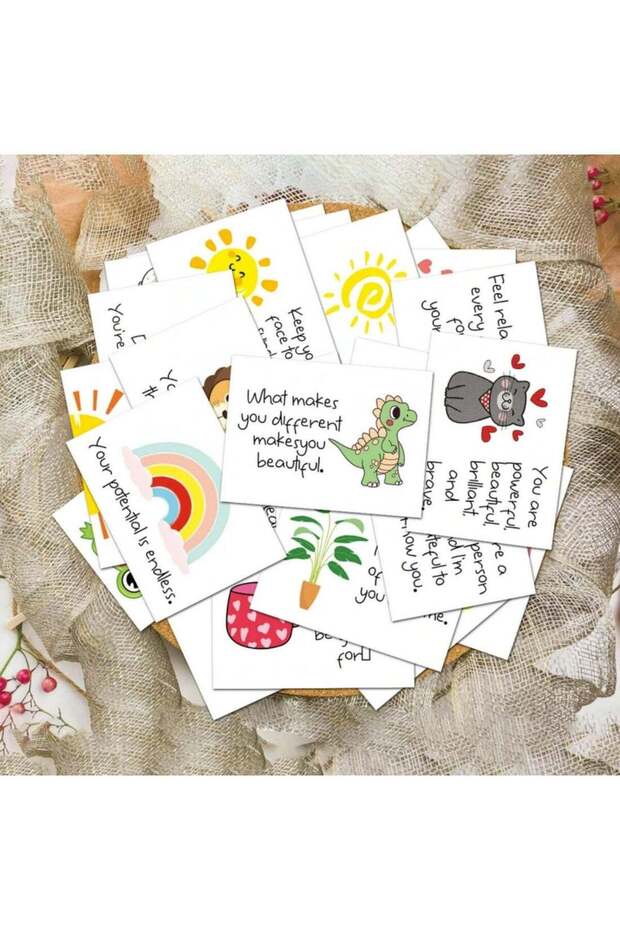 60pcs Cartoon Animal Pattern Inspirational Praise Quote Cards For Friend Family School Gift Mindful