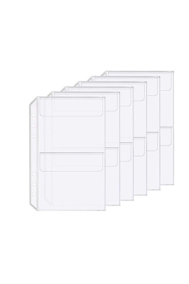 6 Pack A5 6 Holes Binder 2 Pockets Plastic Binder Folders Waterproof 6 Holes Holder for Receipt Tic