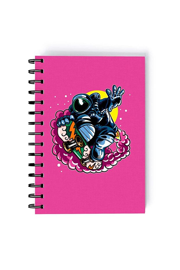Skating Astronaut Rectangle Spiral A5 Notebook Multicolour