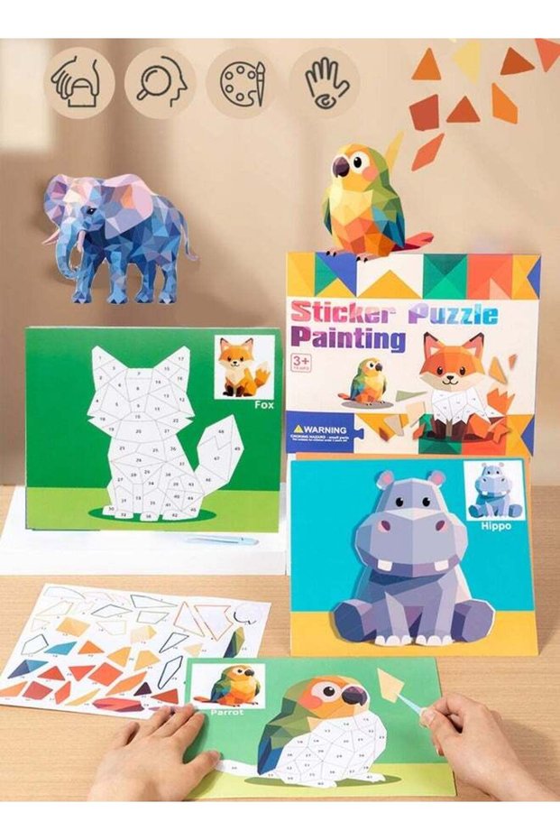 8 Pack 3D Collage for Kids,Puzzles Stickers Toys,Educational Toys, Creative Animal Pattern Toy, Ide