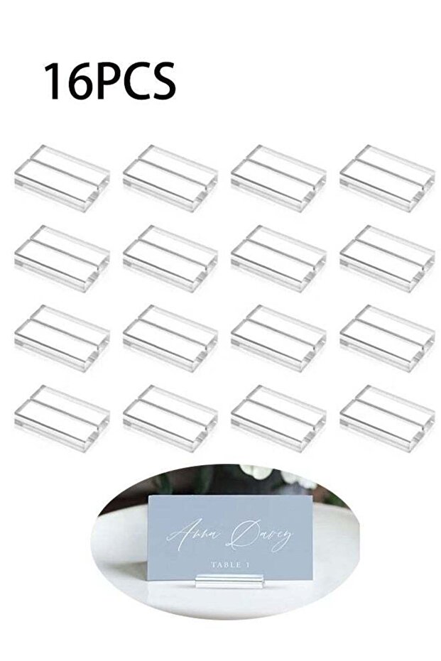 16 Pieces Acrylic Stands Clear Place Card Holders 1.6 Inch Acrylic Table Sign Holder Table Number S