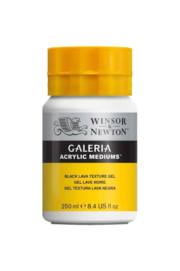 Galeria Black Lava Texture Gel For Acrylic Mediums 250ml Content
