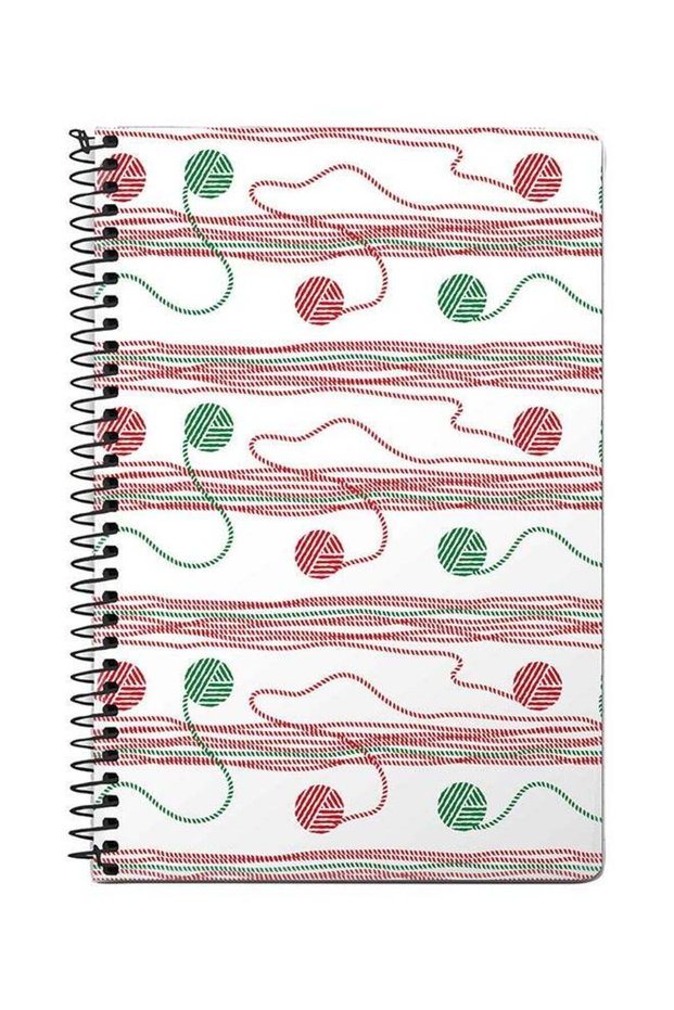 Wool Roll A5 Spiral Notebook White/Red/Green