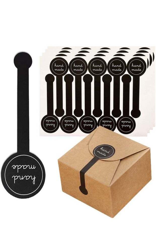 100pcs Long Handmade Bakery Stickers Black Seal Label for Cookie Cake Bread Packaging DIY Dessert B