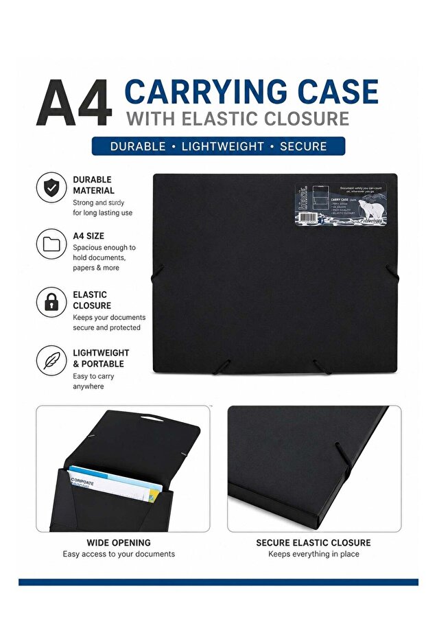 1-Piece A4 Size Carruing Case With Elastic Closure